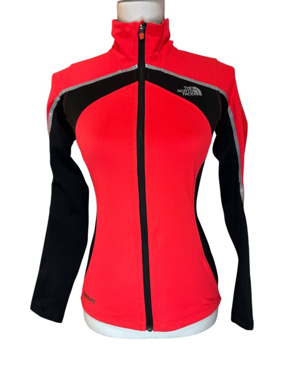 North Face Women's Flight Series Windstopper  Vibrant Red and Black Jacket XS